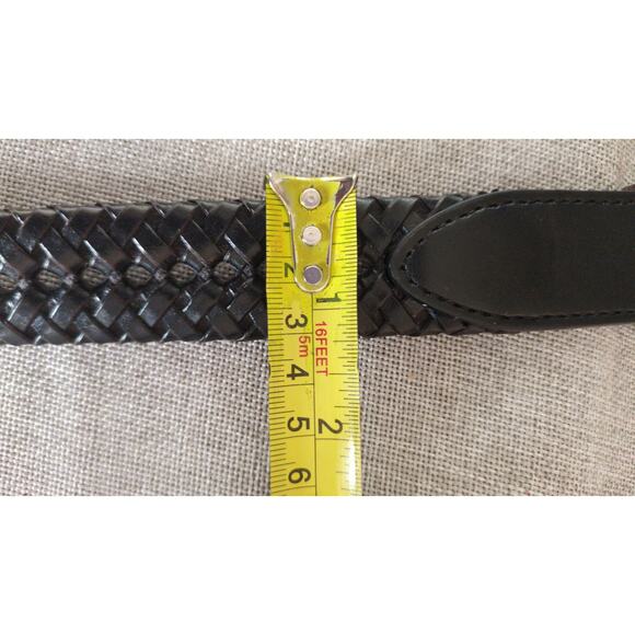 Braided Black Men's Belt 40 L Vegan Leather, No flaws, Unbranded, Silver Buckle - Picture 6 of 7